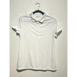 Nike Dri Fit Golf Tour Performance Polo Shirt Womens Large White Swoosh Logo